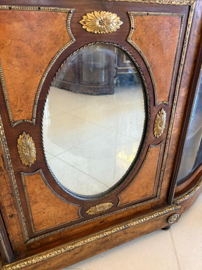 Outstanding Quality Antique Victorian Burr Walnut Ormolu Mounted Credenza - Image 14